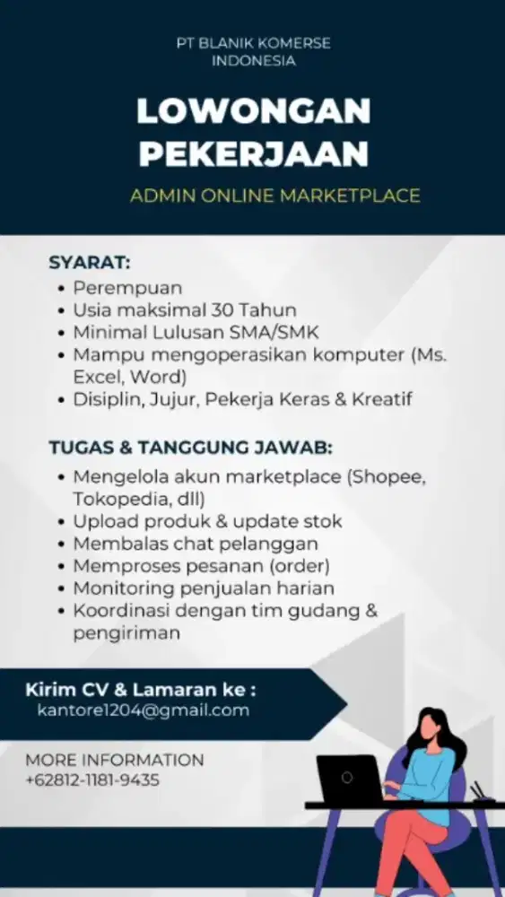 Lowongan Admin Online Shop