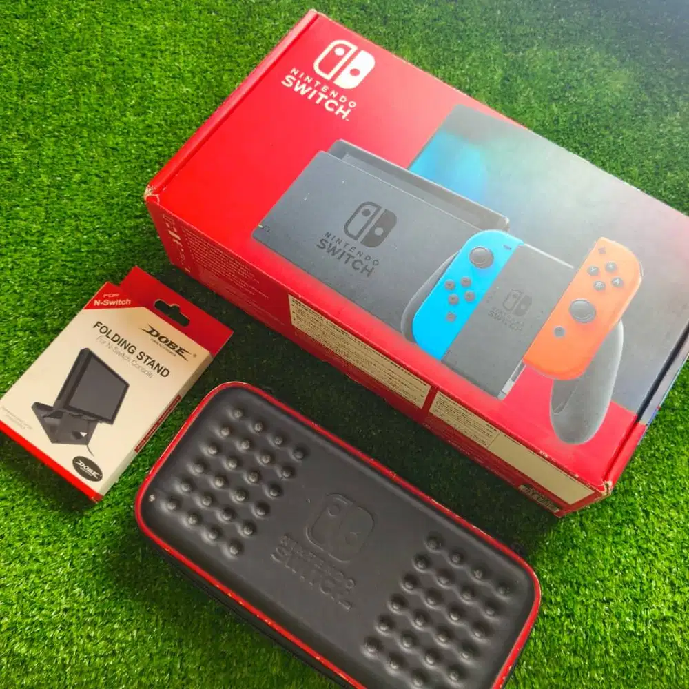 Nintendo Switch V2 OFW Fullset Neon Bekas Kondisi Normal