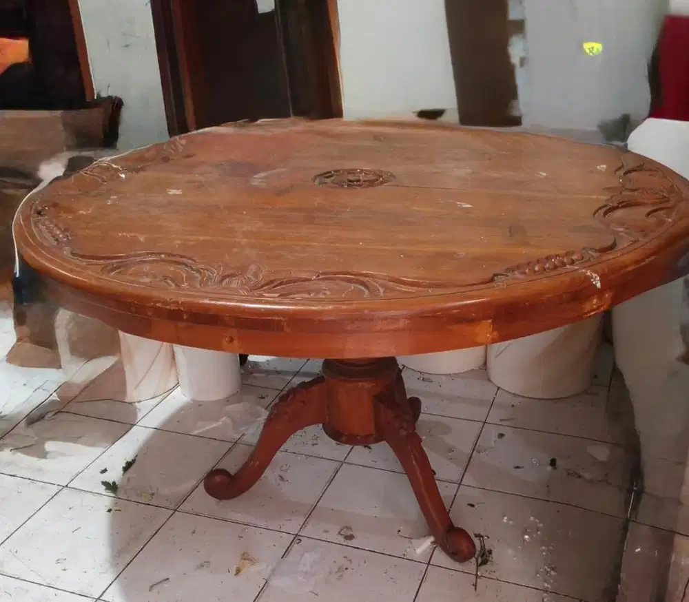 Meja Jati + kursi rotan