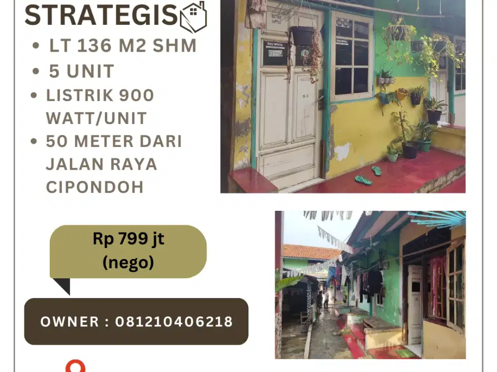 Jual Cepat Kontrakan Gondrong Kenanga Cipondoh Tangerang green village