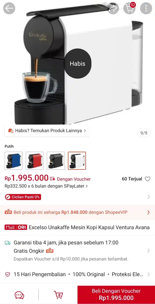 Excelso Unakaffe Mesin Kopi Kapsul Ventura Avana - Putih