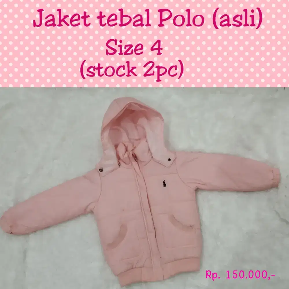 Jaket parasut tebal anak perempuan merk Polo