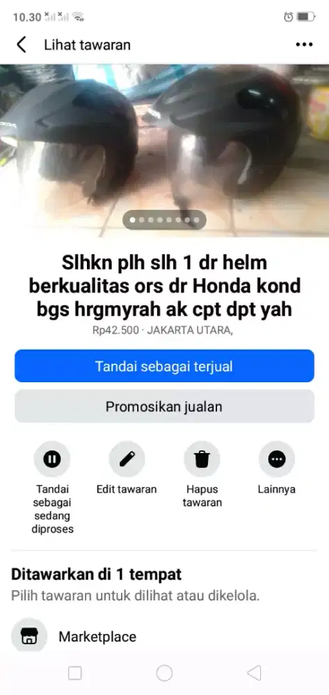 Slhkn plh slh 1 dr helm berkualitas ors Honda kond MLS SKL hrgmurah sj