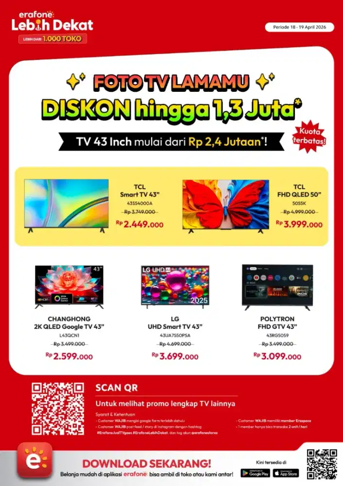 TV Android bisa youtube kredit 0% tanpa DP