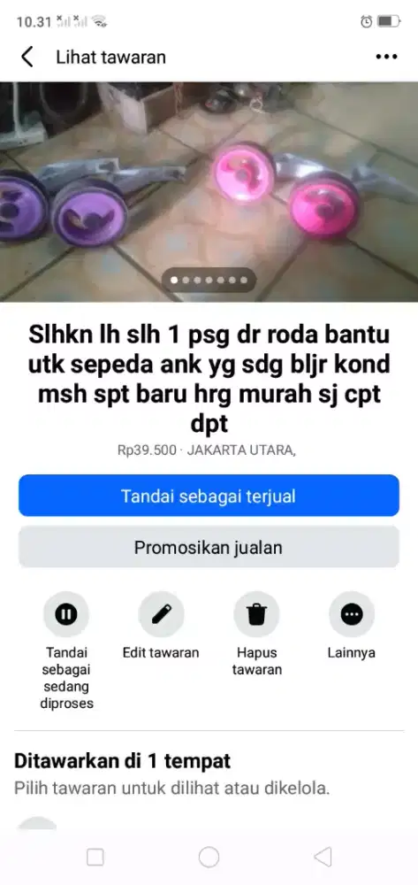 Slhkn plh slh 1 psg dr roda bantu sepeda ank kond msh spt baru murah2