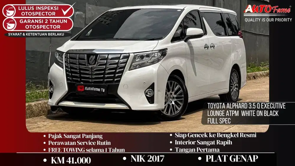 KM41RB Toyota Alphard 3.5 Q Executive Lounge ATPM NIK 2017 White On Bl