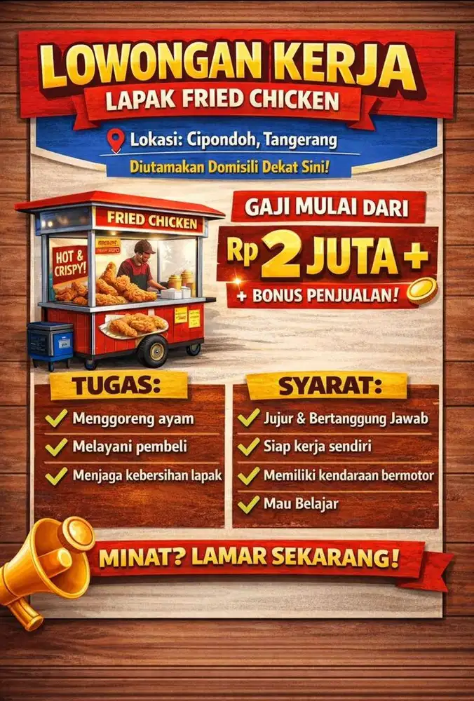 Lowongan Pekerjaan Outlet Fried Chicken(Alfamart Hasyim Ashari Pinang)