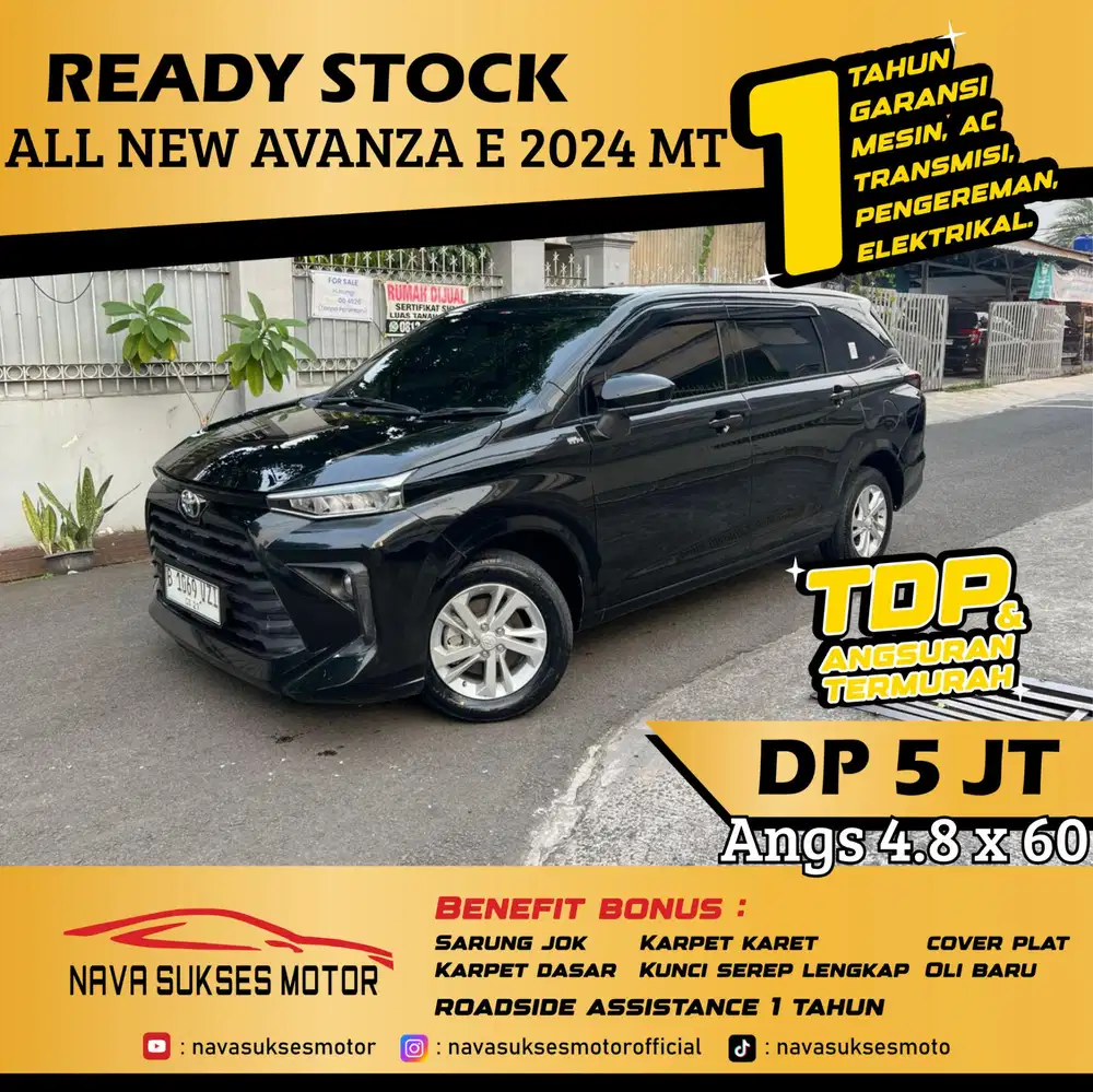TDP 5 Jt Angs Termurah All New Avanza E 2024 Manual Hitam Low Km