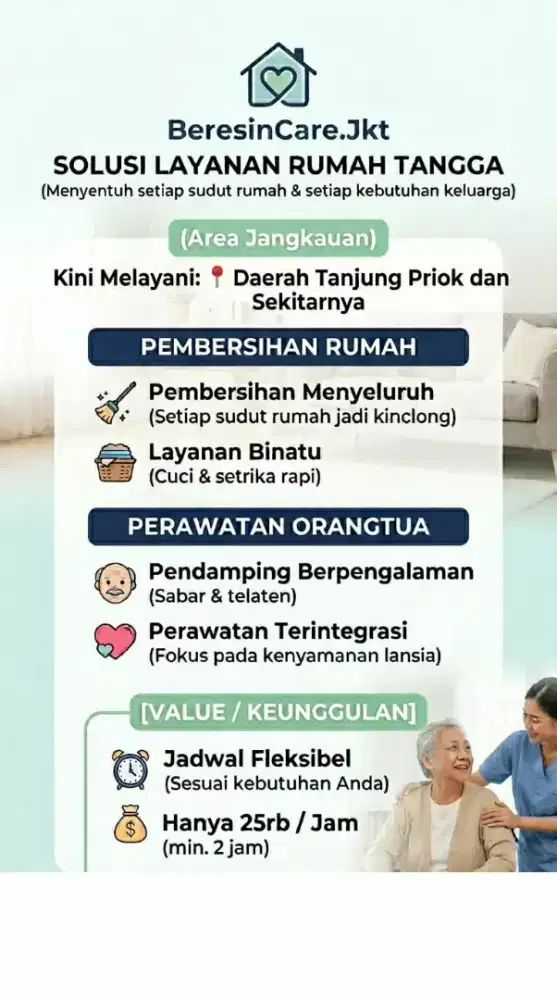 Jasa Layanan kebersihan & Jaga orang tua