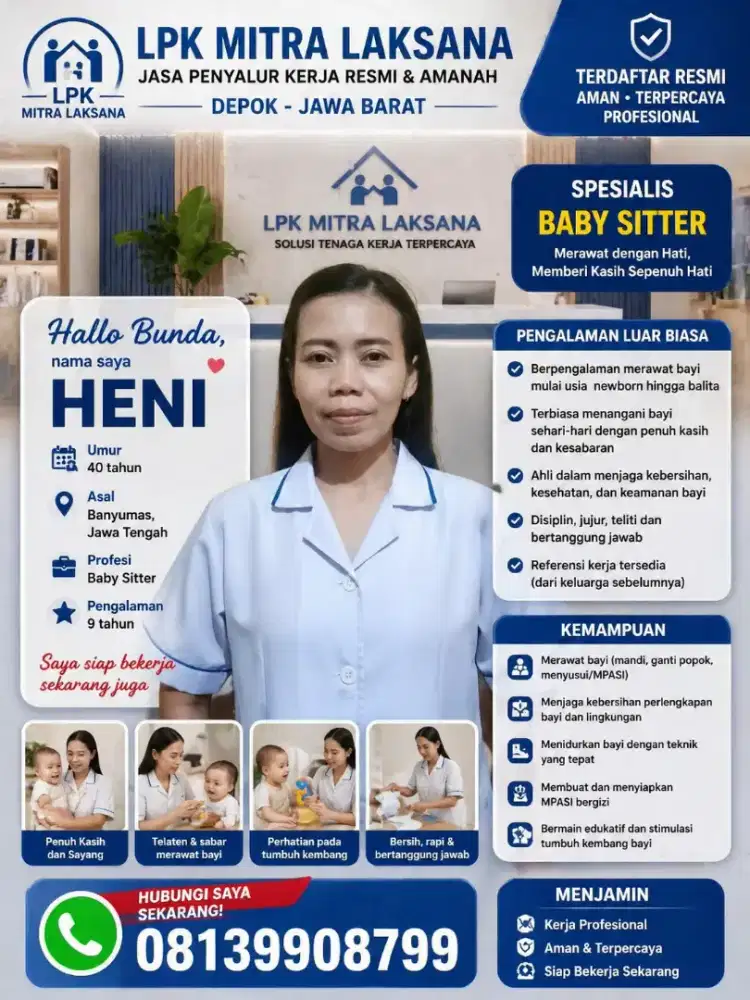 Jasa layanan Perawat Lansia baby sitter dan Art