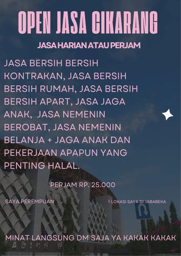 Jasa bersih bersih dan jaga anak, perjam atau harian