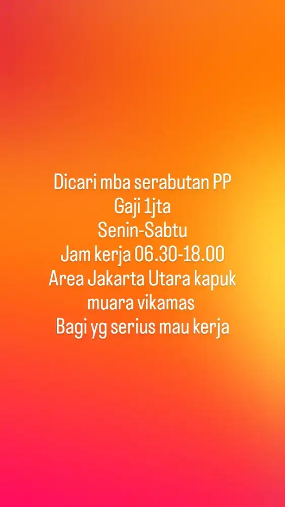 Cari mba serabutan yg serius kerja