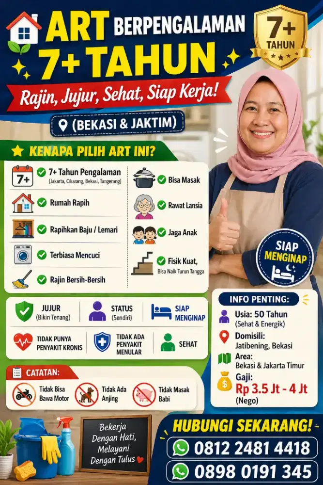 ART Asisten Rumah Tangga Berpengalaman 7Tahun