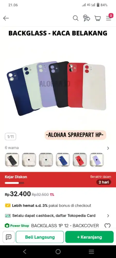 backglass iphone 12 biasa