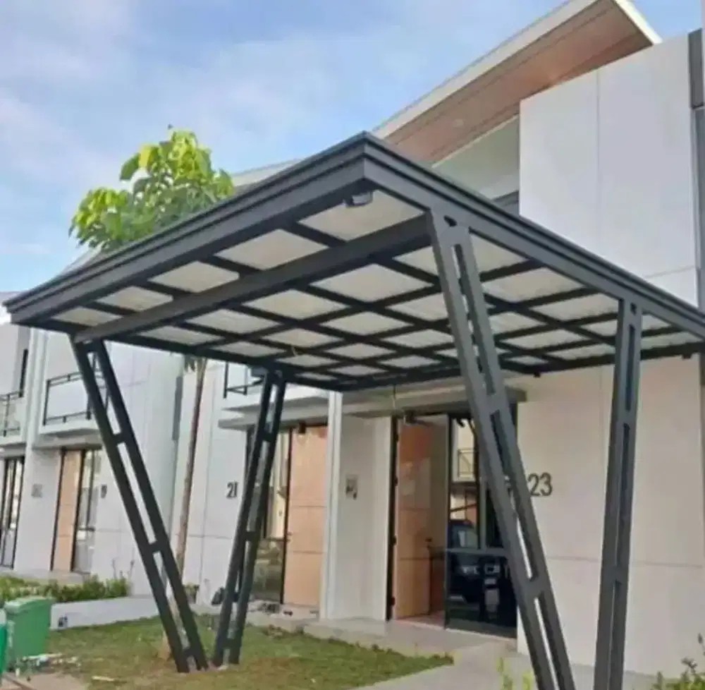 Bengkel las pagar rumah minimalis modern dan kanopi