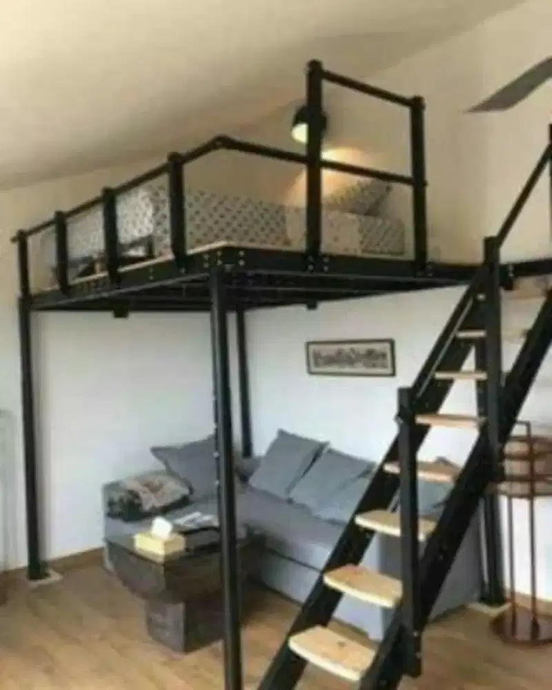 Pemasangan mezanine semidak bahan besi kontruksi papan plat ezer