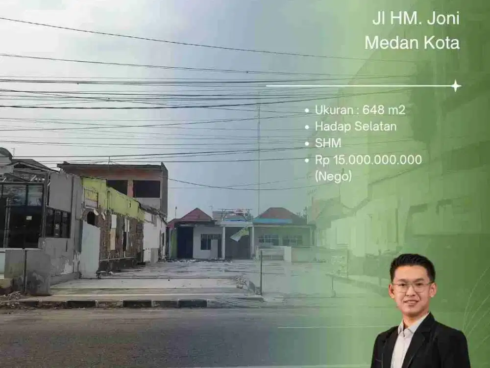 DI JUAL CEPAT TANAH LUAS DI PINGGIR JALAN COCOK UNTUK USAHA DI JL HM JONI