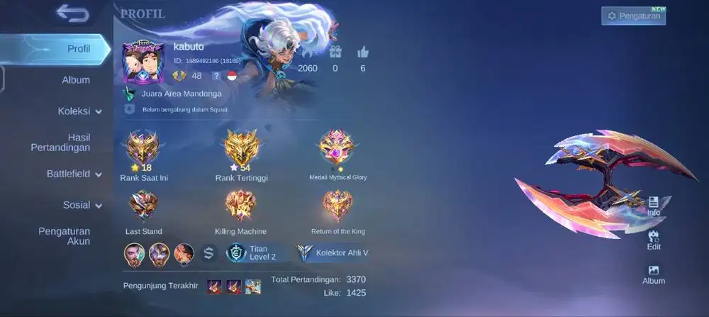 Jual akun ml bangbang