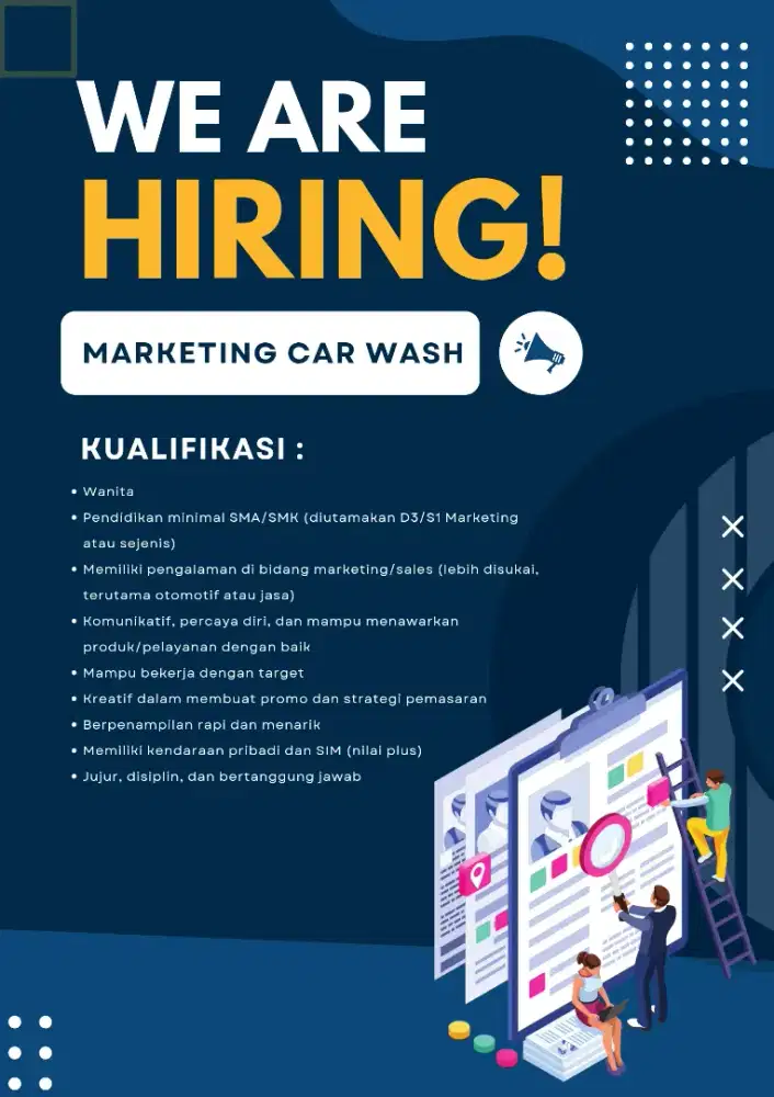 Lowongan pekerjaan MARKETING & HELPER, DETAILER CARWASH!