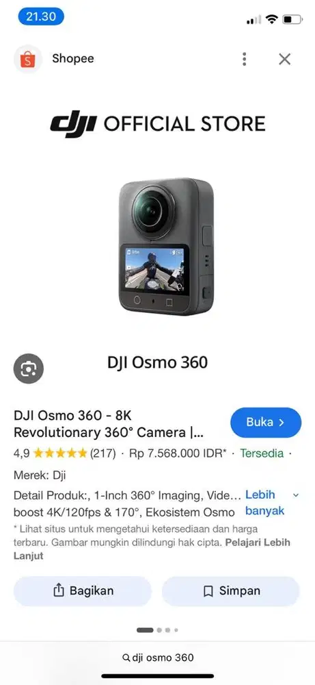 Dji osmo 360 bekas seperti baru