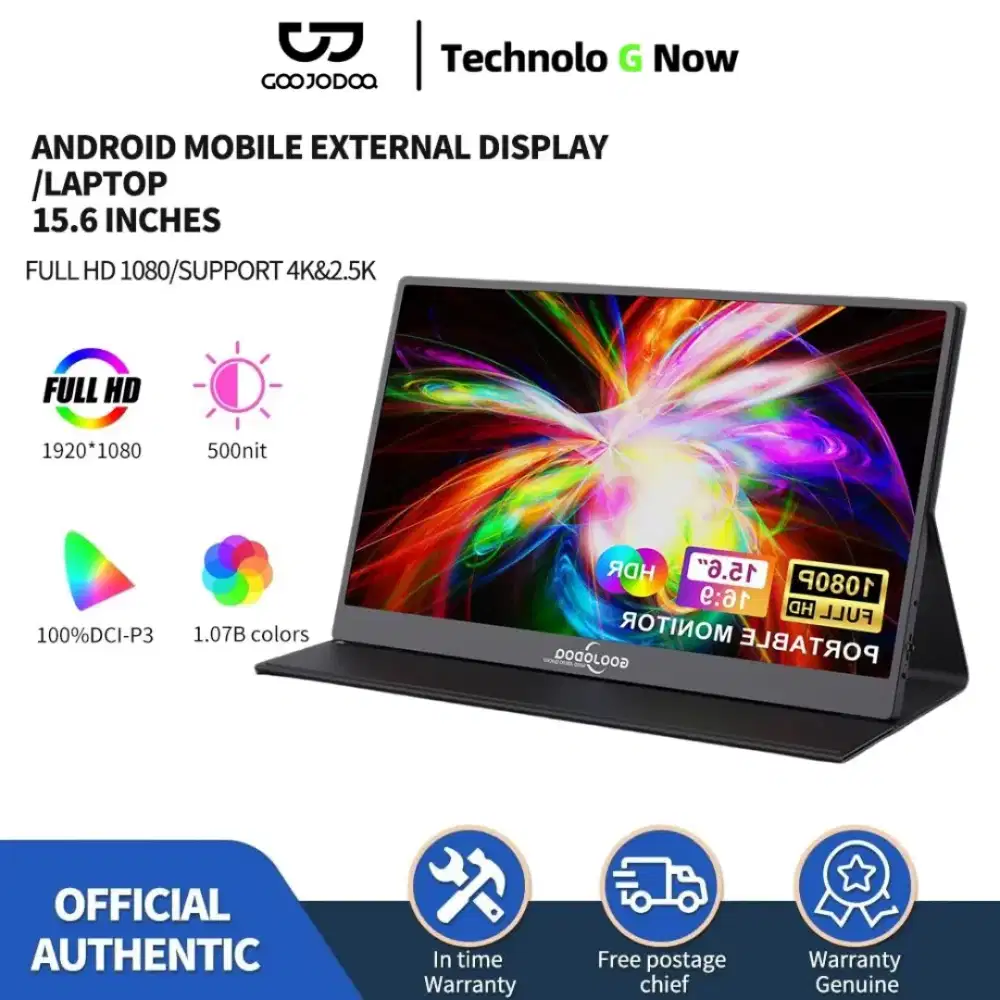 Goojodoq Portable Monitor for Laptop 15.6'' 1920*1080P 4K FHD IPS.