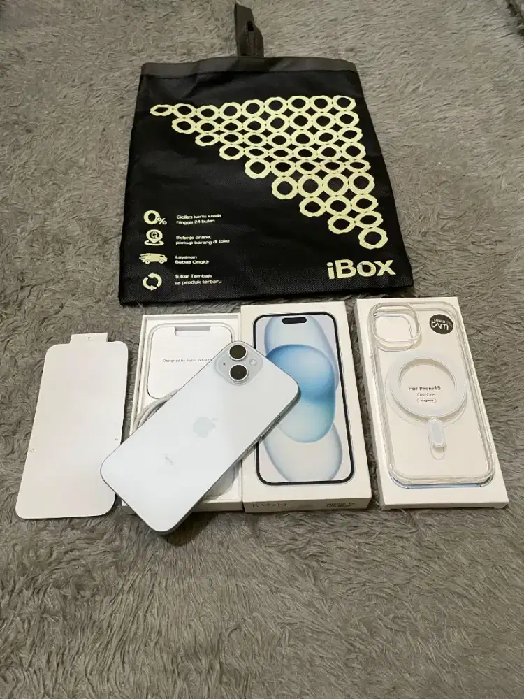 IPhone 15 Blue iBox BH 100 Garansi On 2027!