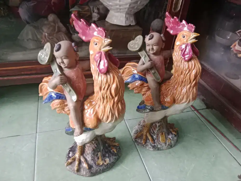 2biji ptg ayam jantan bhn keramik t. 40cm