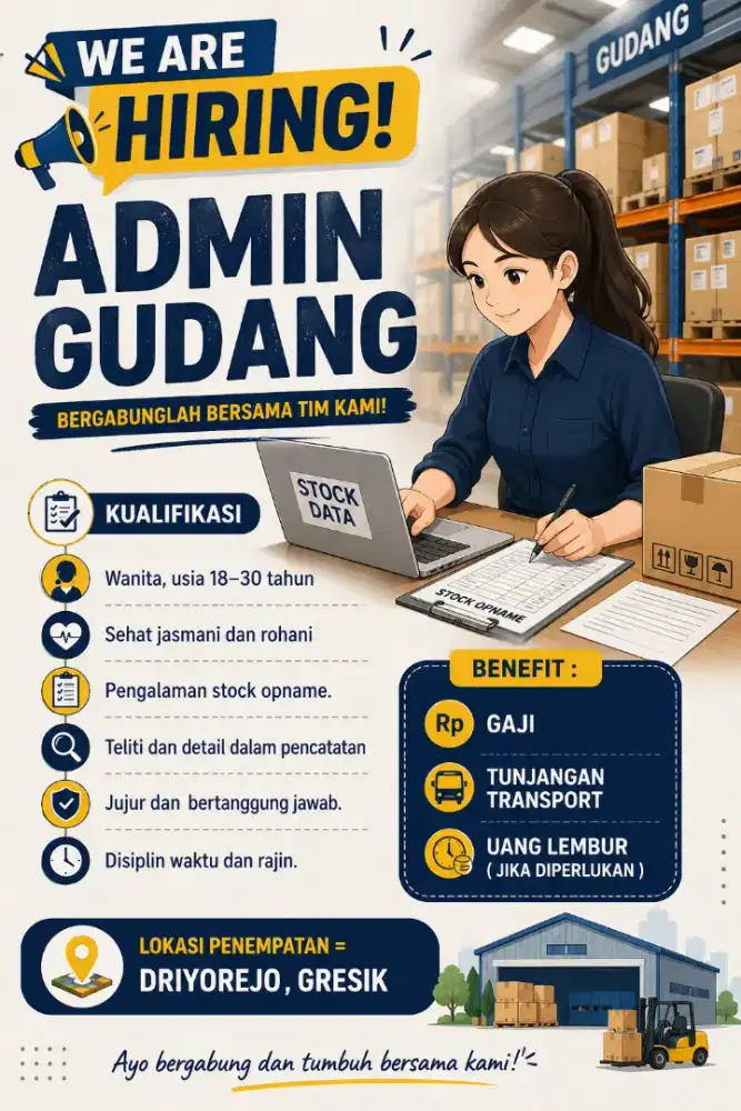 Admin gudang daerah Driyorejo