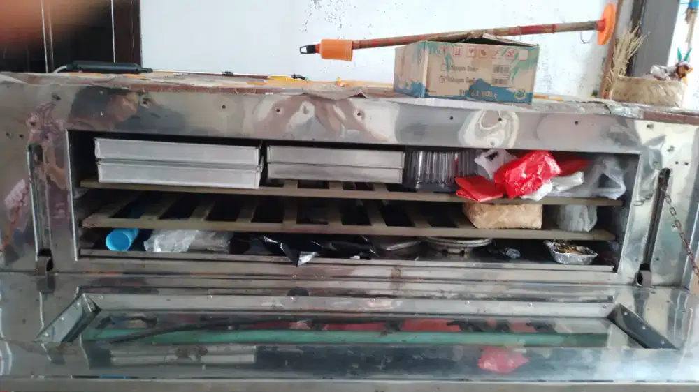 Alat oven roti gas elpiji steinless 3 loyang 2 tingkat