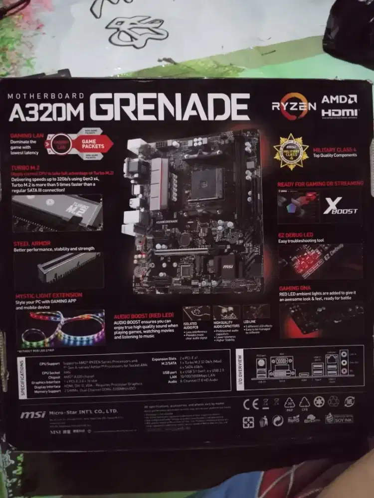 Jual processor Ryzen 5 2600 dan Motherboard MSI A320M Grenade