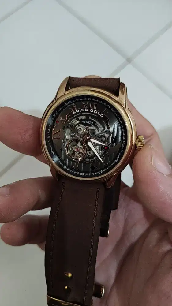 Jam Tangan Aries Gold Automatic Skeleton Japan Movt