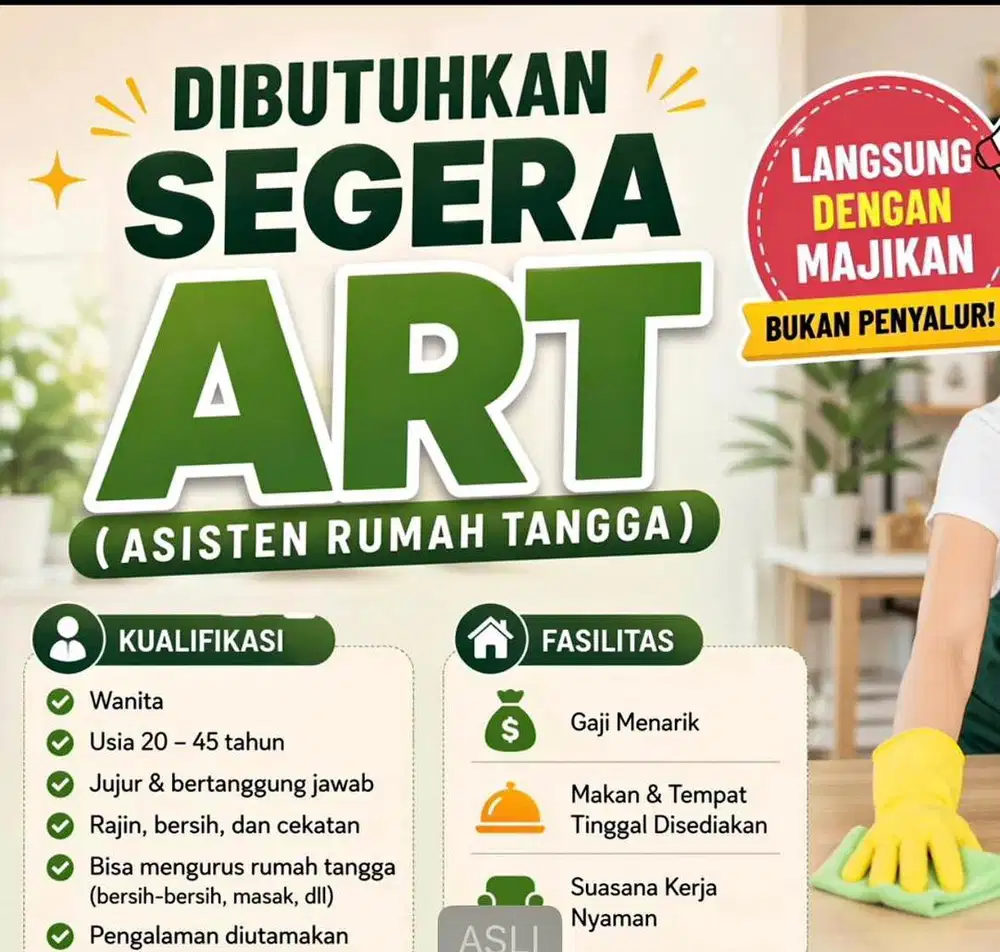 Dicari Asisten Rumah Tangga ART