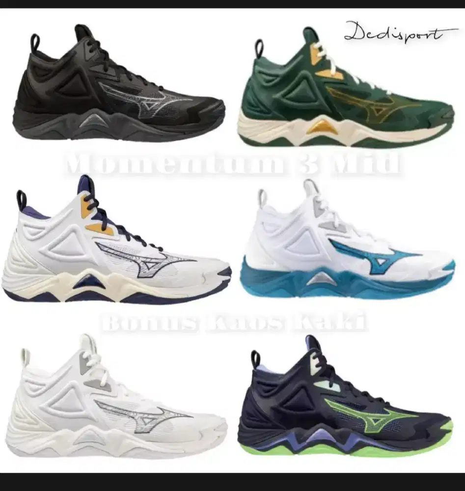 Sepatu olahraga voli mizuno momentum 3 mid pria wanita