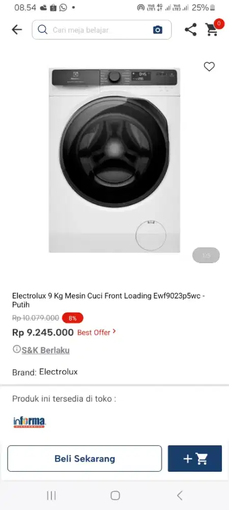 PROMO KREDIT ELECTROLUX 9KG MESIN CUCI FRONT LOADING