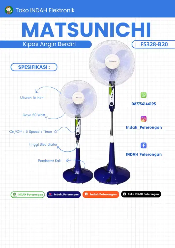 KIPAS ANGIN BERDIRI MATSUNICHI FS-328 B20