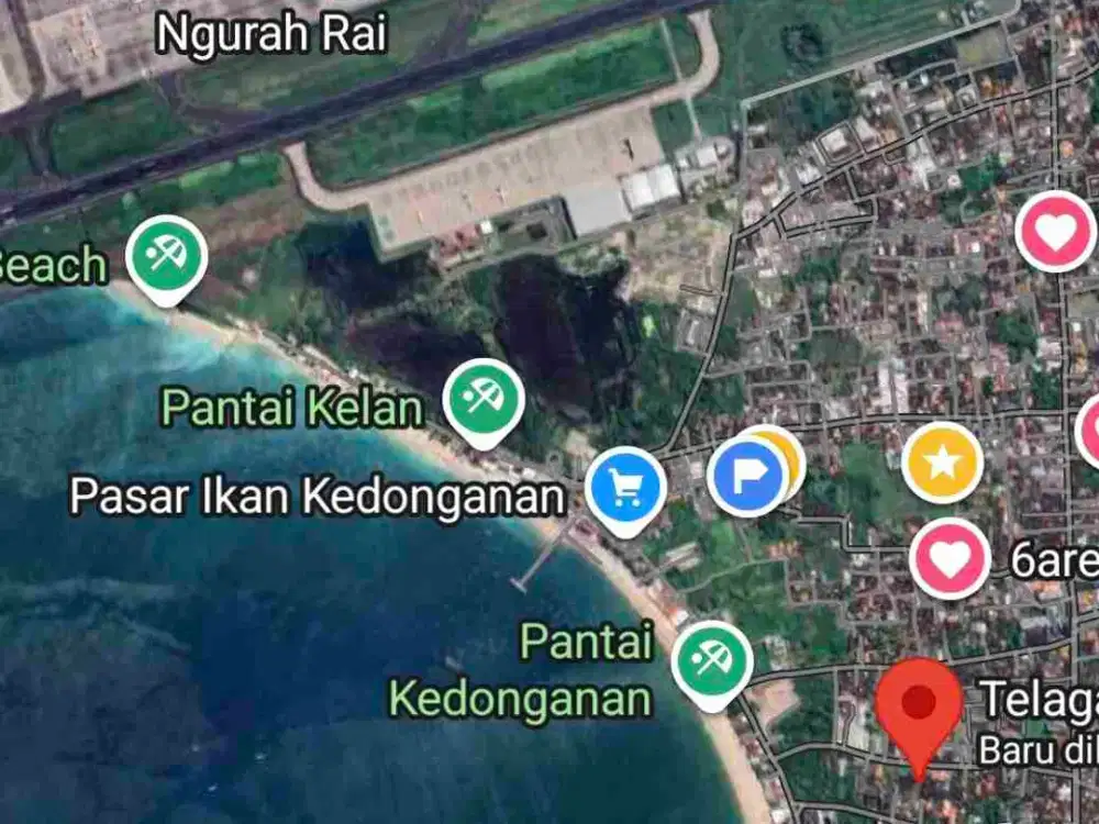 disewakan tanah 5 are IDR 10 juta/are/th dekat pantai kedonganan Badung Bali