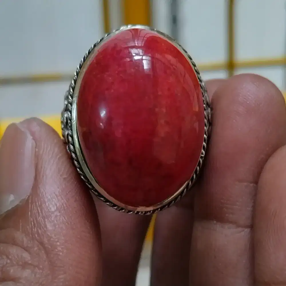 Cincin batu marjan red coral natural