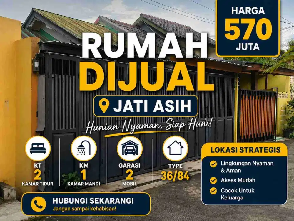 Rumah Murah Jati Asih Bekasi – Type 36/84, Garasi 2 Mobil, Harga 570 Juta