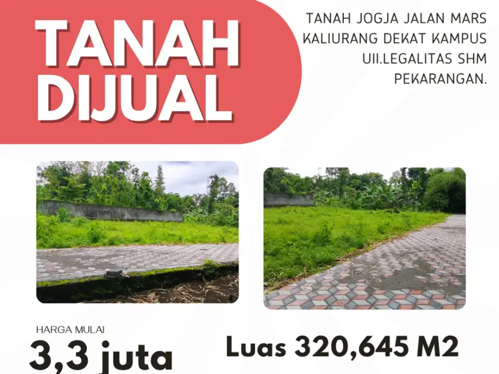 Tanah Jogja Kost Area Kampus UII Kaliurang SHM Pekarangan