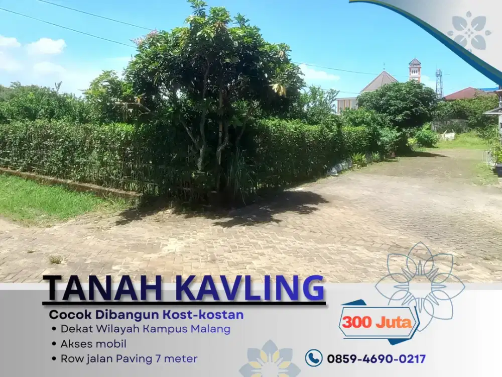 5 Menit Kampus UIN Malang Kavling Perumahan Cocok Dibangun Kost SHM