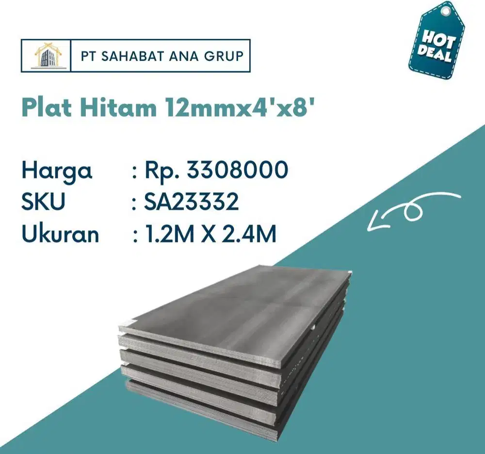 Plat Hitam 12mmx4'x8'