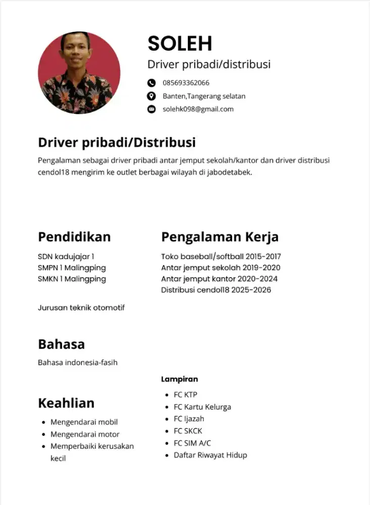 Driver pribadi atau distribusi barang