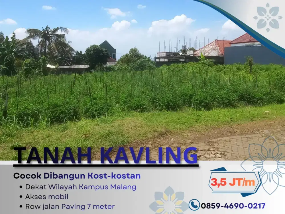 Tanah Dijual Cocok Dibangun Kos Kosan Sertifikat 5 Menit Kampus UIN Malang