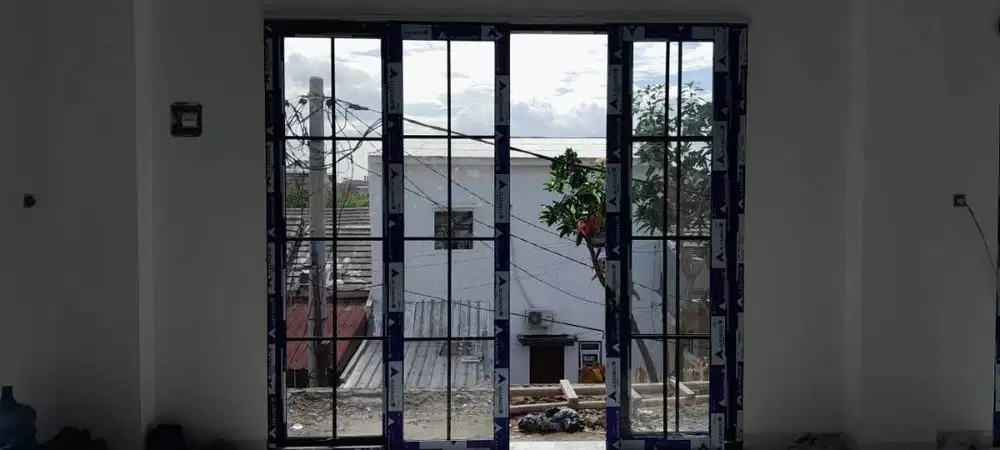 Pasang Partisi 2 Muka Gypsum + Kusen Jendele Pintu Alumnium WPC PVC