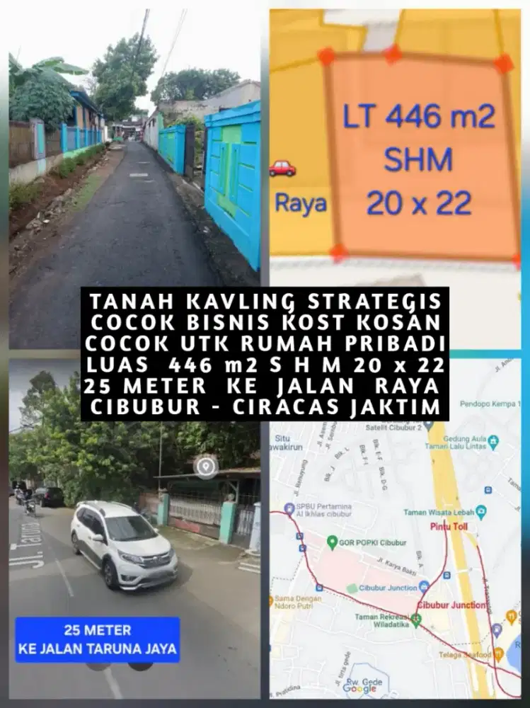 JUAL CEPAT TANAH KAVLING DEKAT PINTU TOL CIBUBUR CIRACAS JAKARTA TIMUR