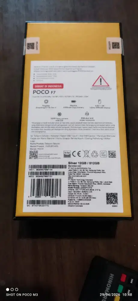 Handphone Poco bekas baru 1 minggu