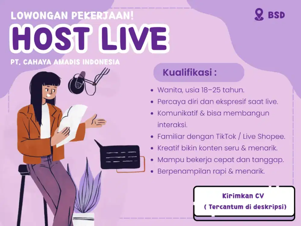 Lowongan Pekerjaan Host Live Streaming