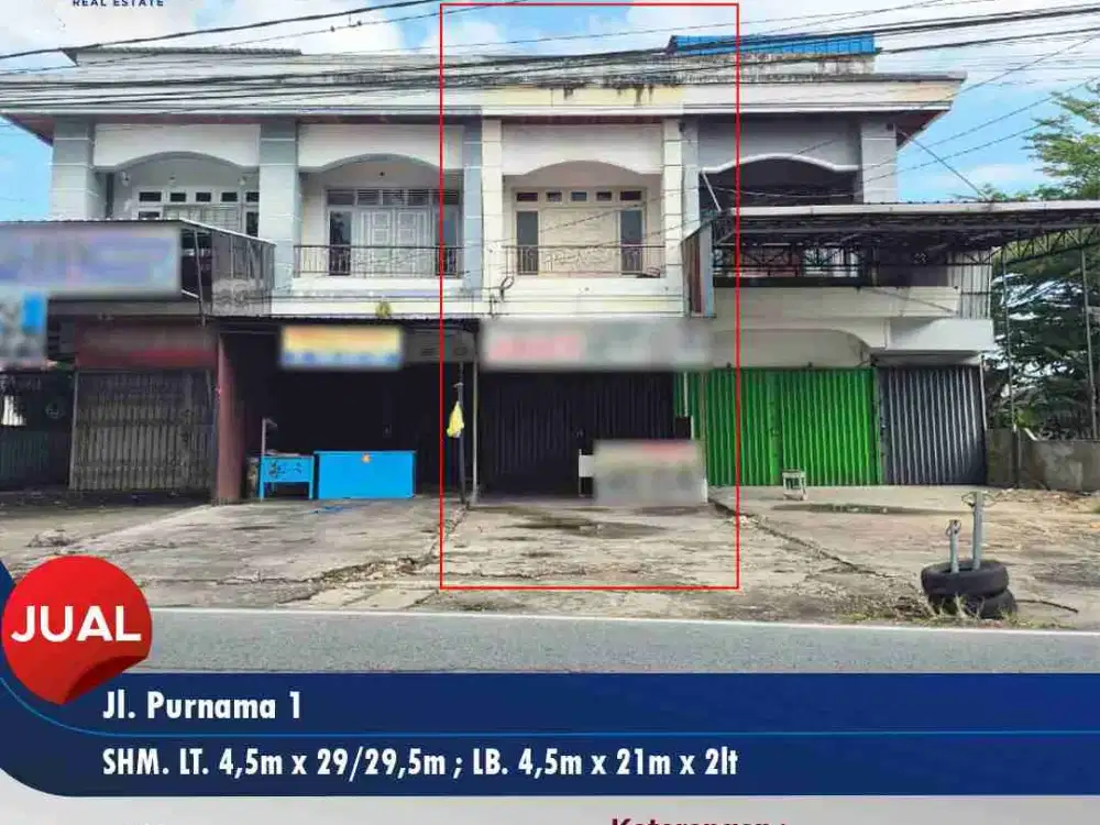 Dijual ruko 2lt full keramik dengan halaman luas di Purnama - Pontianak