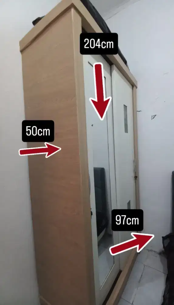 Dijual lemari 2 pintu sliding second