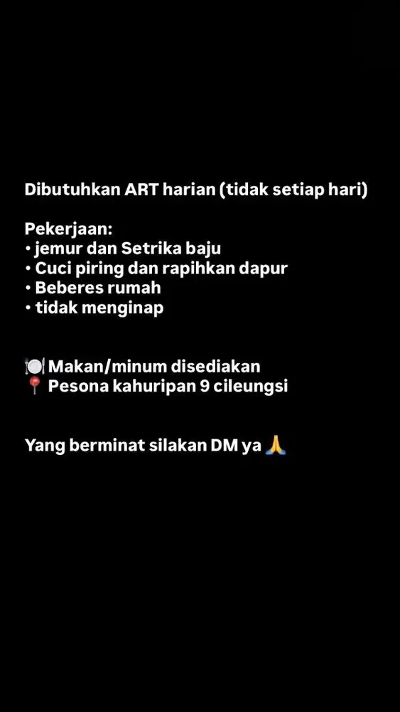 Lowongan ART pesona kahuripan 9